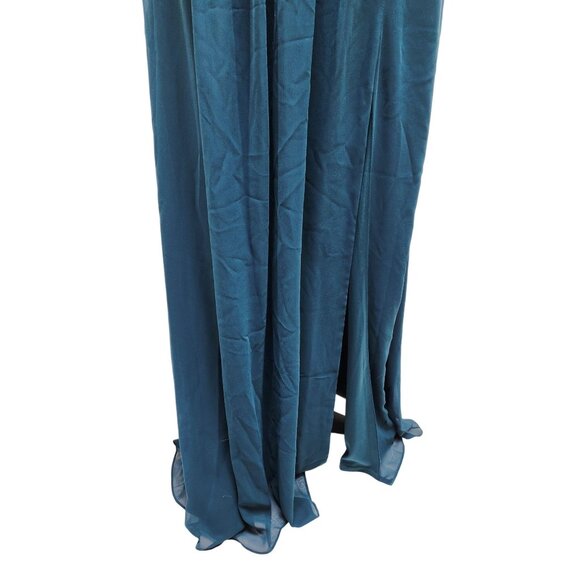 Adrianna Papell Womens Teal One Shoulder  Maxi party Dress Size 14 blue - Picture 4 of 12